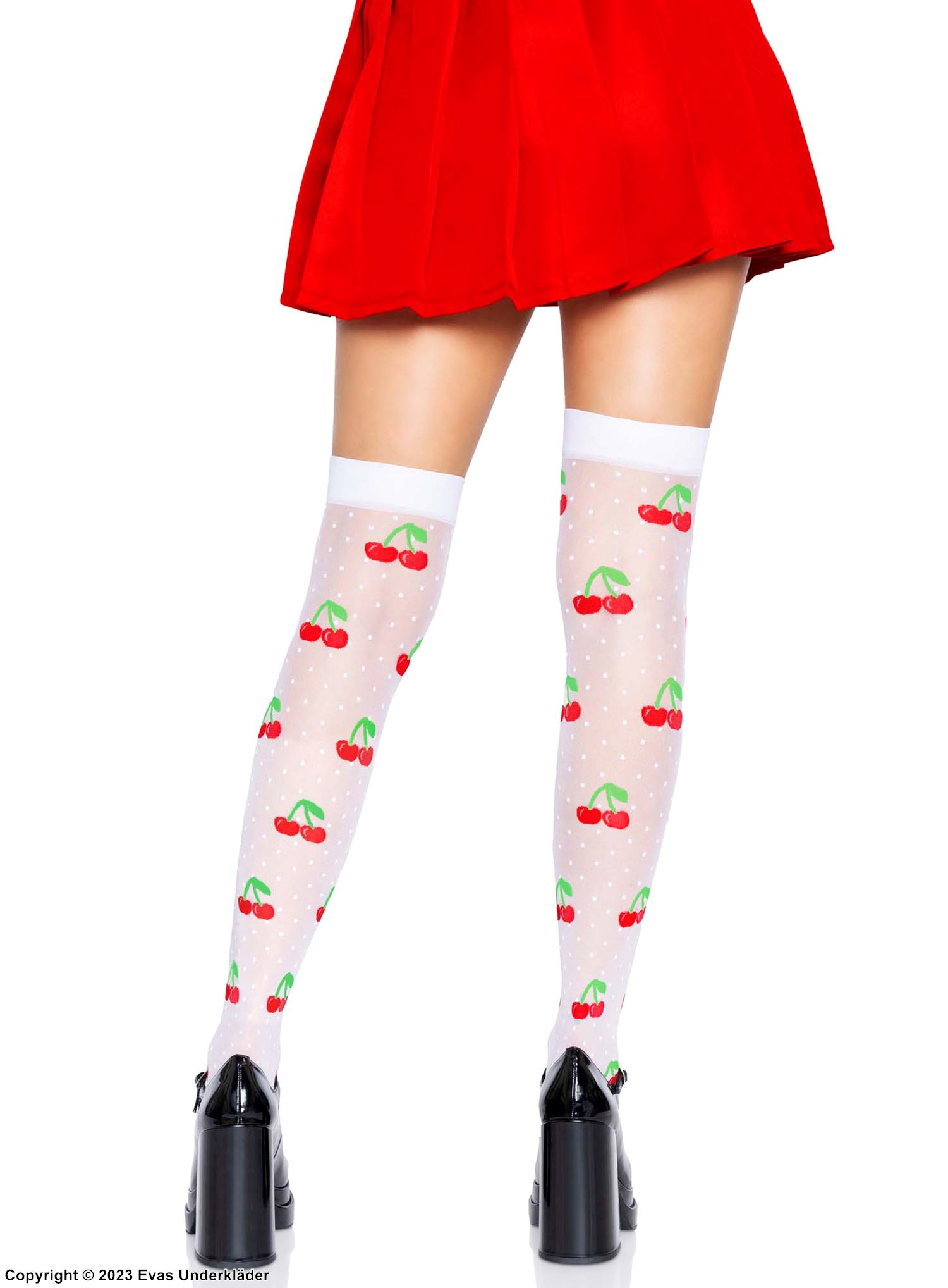 Stockings, små prikker, kirsebær